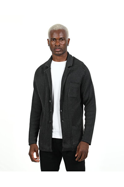 elkumoda Men's Slim Fit Italian Collar Knitted Winter Cardigan Shirt Button Closure Slim Fit