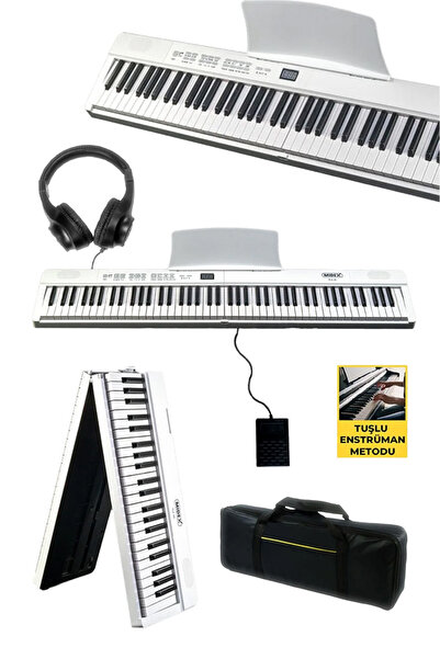 Midex PLX-80WH-ST Taşınabilir Katlanır Dijital Piyano Tuş Hassasiyetli 88 Tuş BT