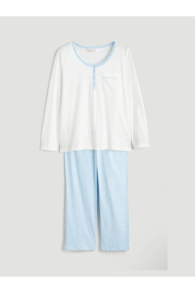 LC Waikiki Plus Size U-Neck Women's Pajama Set