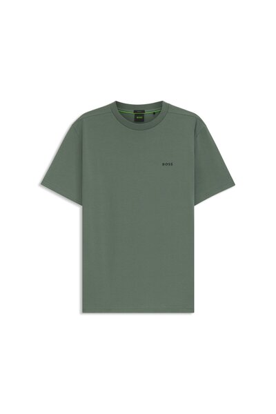 BOSS Kontrast logolu streç pamuklu tişört