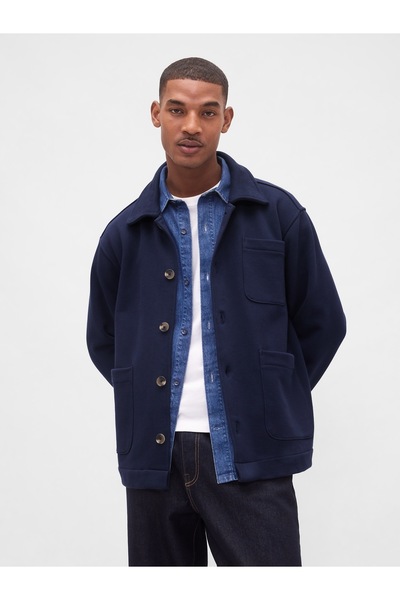 GAP Erkek Lacivert Fransız Havlu Kumaş Chore Ceket