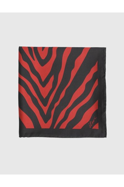 İLVİ Brycen Red Women's Silk Twill Scarf