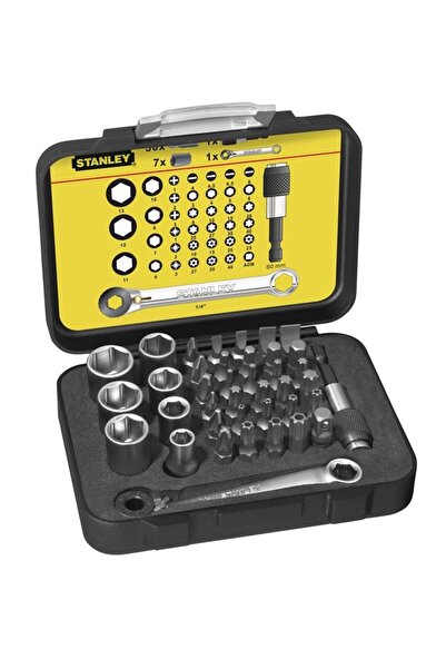 FiSKARS Stanley 1-13-907 Set insurubare 30 biti 25 mm + 8 chei tubulare + ada...