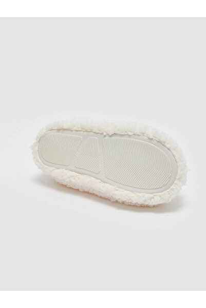 LC Waikiki Παντόφλες για κορίτσια LCW STEPS Ecru με λεπτομέρεια απλικέ 3D από βελούδινο υλικό