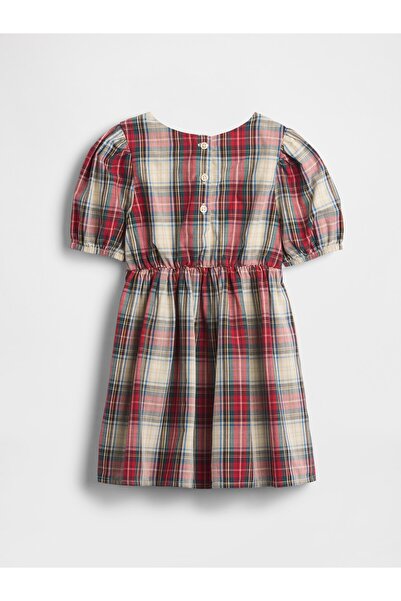GAP Kız Bebek Kırmızı Puff-Sleeve Fiyonk Elbisesi