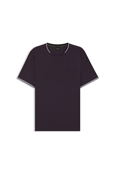 BOSS Çizgili ve logolu pamuklu tişört