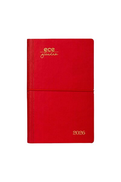 Ece Ajanda Ece-Yeni Akçay Red Striped Daily 12X18 2026