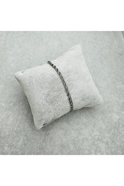 MUTAN BİJUTERİ İNCE GÜMÜŞ RENK ÖRGÜ MODEL ÇELİK BİLEKLİK