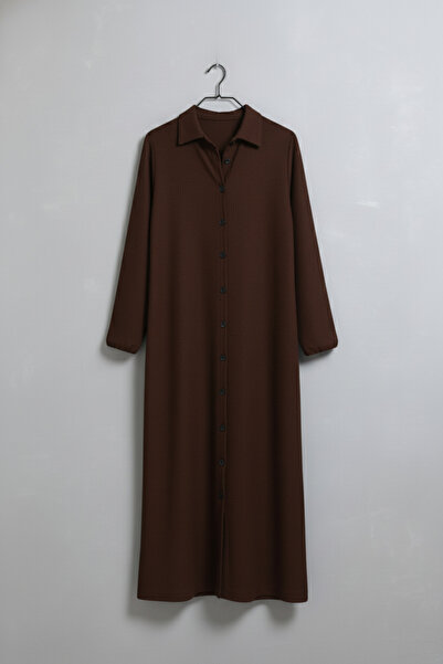 Mivoon Long Button down Knit Dress - Shirt Collar Flowy Full Length Maxi Dress