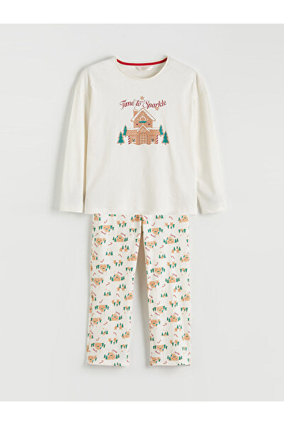 LC Waikiki Özmarka New Season Crew Neck Christmas Themed Women's Pajama Set