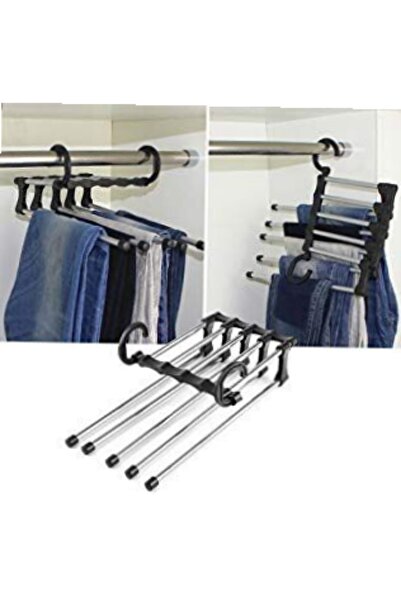 HZL HOME 5'li Organizer-Katlanabilir Pantolon Askısı, Çok Amaçlı Askı Şal, Etek, Kravat, Pantolon Askısı
