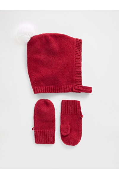 GAP Bebek Kırmızı CashSoft Bere & Eldiven Seti