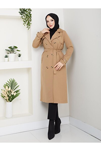 ESLEMNUR Trench Coat with Chain Detail on the Back