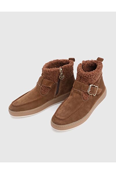 İLVİ Bliz Genuine Suede Leather Plush Tan Women's Boots