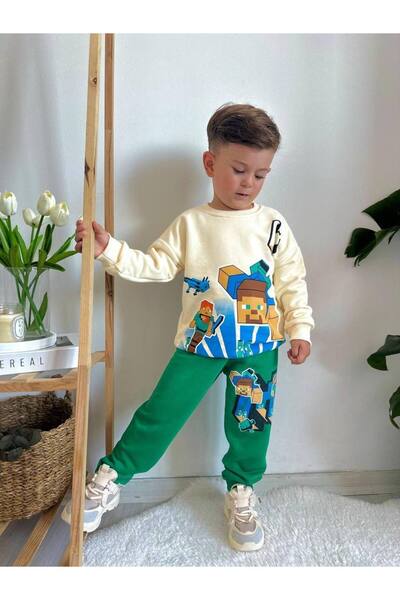 NURTOPU Boys' Suit, Top and Bottom Set, 3-Thread Ribbed, Thick Inside, Winter Full Lycra Cotton Fabric