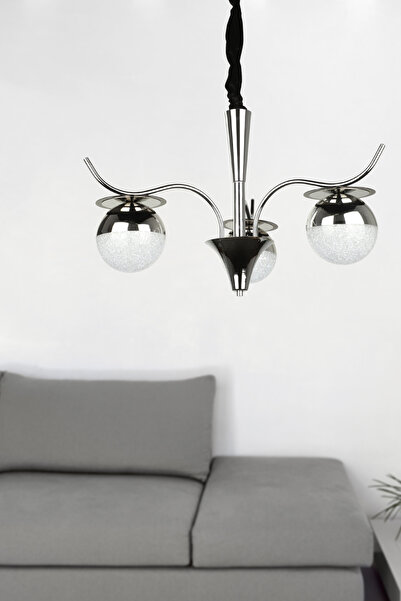 Begüsa Sürel Ledli 3.Lü Avize Krom Kaplama