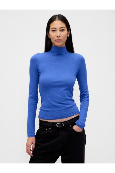 GAP Kadın Mavi Tüy Hafifliği Kayık Yaka Kazak