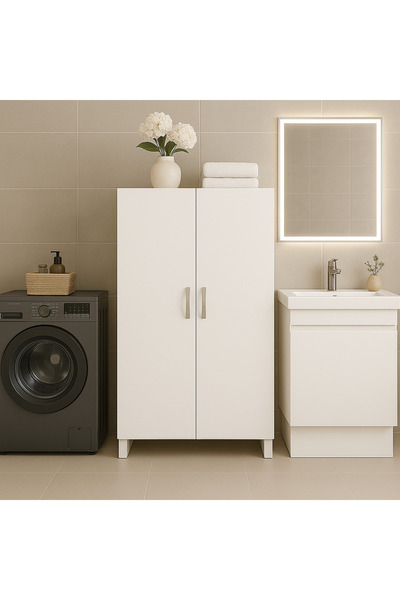 kibele mobilya Çok Amaçlı Dolap 2 Kapaklı 4 Raflı Mutfak Ayakkabılık Elbise E...