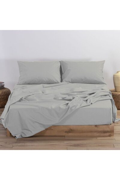 Nef Nef Homeware Fitted sheet King Size elastic, cotton, Nef-Nef Basic 180x200+35 cm - Silver Grey