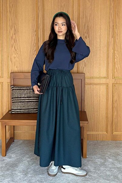 Ceylan Otantik Emerald Polka Dot Pattern Skirt