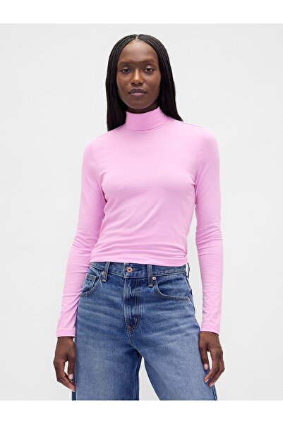 GAP Kadın Pembe Tüy Hafifliği Kayık Yaka Kazak