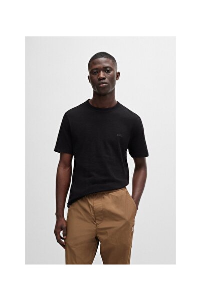 BOSS Logo Detaylı Slub Pamuklu Regular-Fit T-Shirt