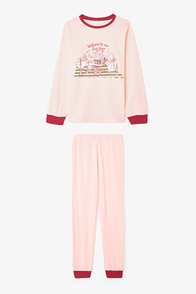 Penti Girl's Friendmass Food Patterned Long Sleeve Cotton 2-Piece Pajama Set