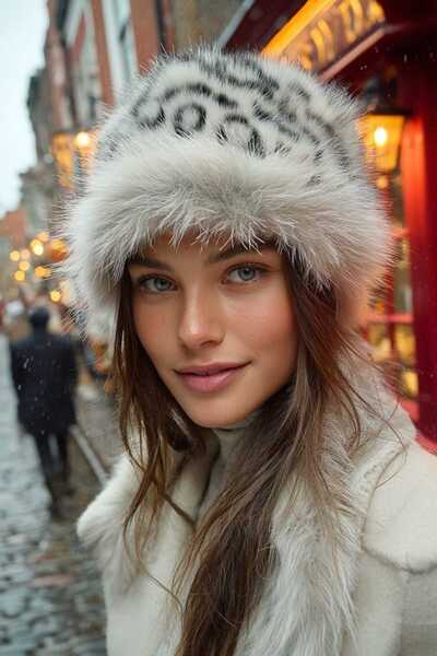 LAGRANZE Leopard Touch Women's Fur Hat