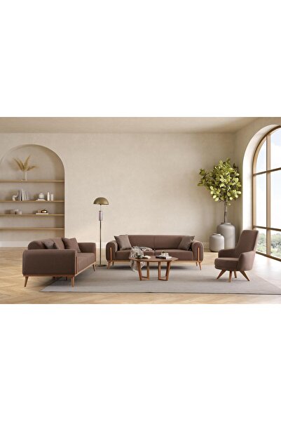 Ak sofa LEON KOLTUK TAKIMI 3+3+1+1 KAHVERENGİ