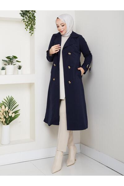 ESLEMNUR Trench Coat with Chain Detail on the Back