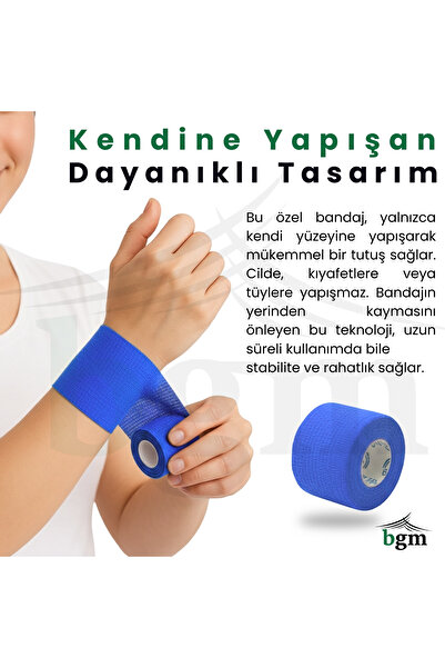 bgm Elastik Kendinden Yapışkanlı Bandaj 5cm X 4.5m Coban Bandajı Sporcu Bandı Elastik Bandaj