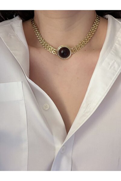 CHARMLUCKY ÇELİK KAHVERENGİ KOLYE