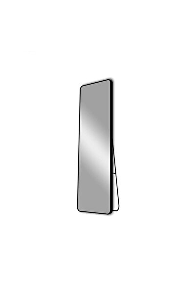 Family Ship Long Aluminum Mirror with Stand, Shatter-Resistant, 160x40 cm - Black