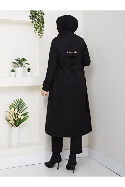 ESLEMNUR ARKASI ZİNCİR DETAYLI TRENÇKOT