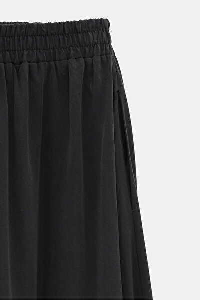Saade Women's Elastic Waist Midi Length A-Line Flowy Skirt - High Waist
