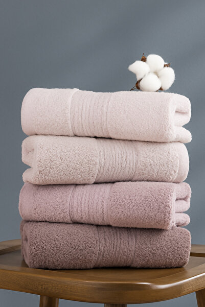 Redclick 4 Pieces 100% Cotton 50 X 90cm Pink Bath Towel Set Bathroom Hand Face Towels