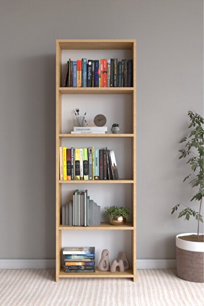 MEK NİSA 5 RAFLI GENİŞ KİTAPLIK SAFİR MEŞE