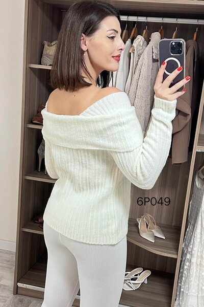 İnce Topuk Prive Seri Madonna Collar Knitwear Cardigan 6P049