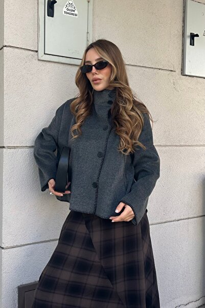 Laluvia Anthracite Stitch Detailed Jacket - 85165