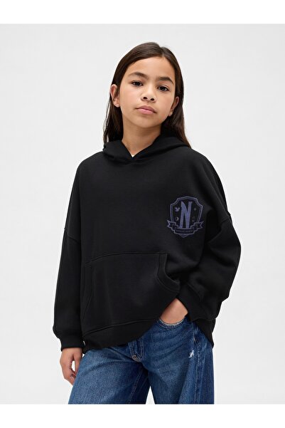 GAP Kız Çocuk Siyah VintageSoft Grafik Sweatshirt