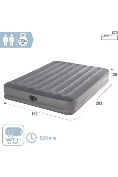 Intex مرتبة هوائية دورا بيم بريستيج كوين مع مضخة يو إس بي - 64114