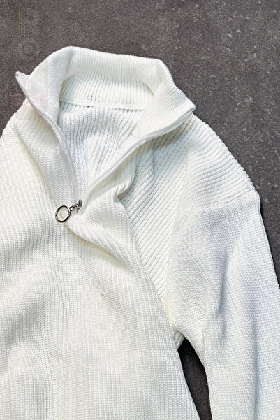 ROY501 Half Zipper Sweater Half Zipper Mock Neck Sweater Zippered Men's Knitwear Sweater