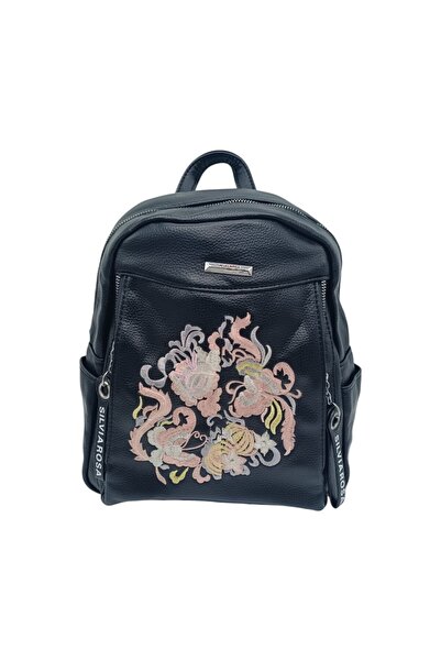 EVoStyle Women's Backpack Silvia Rosa SR-6028, Black, 30 x 26 x 14 cm