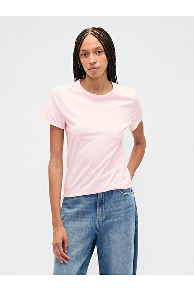 GAP Kadın Pembe Favorite Bisiklet Yaka T-Shirt
