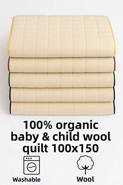 MEŞELİ TEKSTİL Baby Kids Wool Quilt Washable 100% Organic |   Durable Quick Dry Piped Detail
