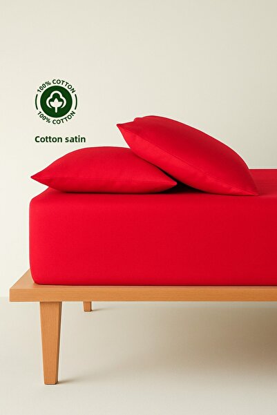 sutra 100% Cotton Satin Solid Color Double Fitted Sheet Set