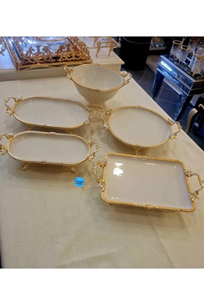 BULUTHOMEAKSESUAR 5 Piece Porcelain Presentation Set Gold