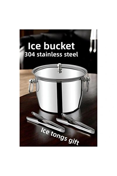 shopwave دلو الثلج 304 من الفولاذ المقاوم للصدأ ومجموعة ملقط الثلج ترمس الثلج