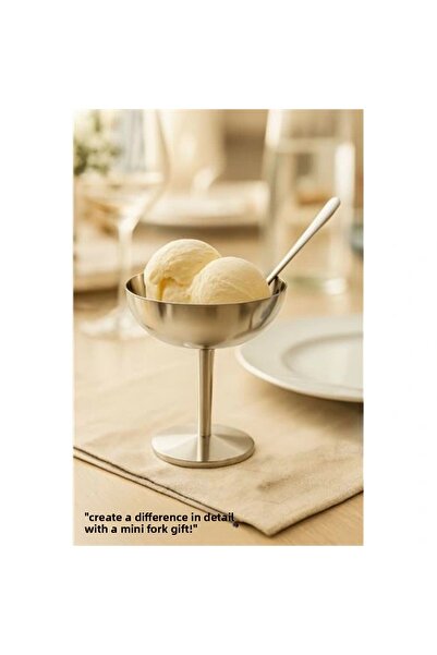 shopwave Silver Inox Steel Footed Ice Cream and Presentation Bowl – Dessert, Turkish Delight and Presentation Container