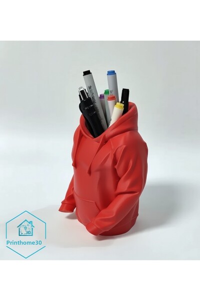 baskıhome3d حامل أقلام بغطاء رأس بتصميم ثلاثي الأبعاد، منظم مكتبي مزخرف وممتع